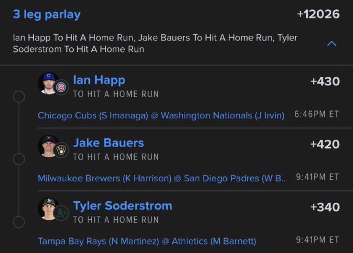 Denise_builder's tweet photo. ⚾ Ian Happ — HR +430
⚾ Jake Bauers — HR +420
⚾ Tyler Soderstrom — HR +340

🎯 +12,026 ODDS

💥 3 DINGERS — BIG HR LOTTO! ⚾🔥

#DavisParlay #MLB #MLBPicks #HRParlay #HomeRunParlay #HRLotto #DingerLotto #MLBParlay #BaseballPicks #SportsBetting #BettingPicks https://t.co/vQdoKVeNEb