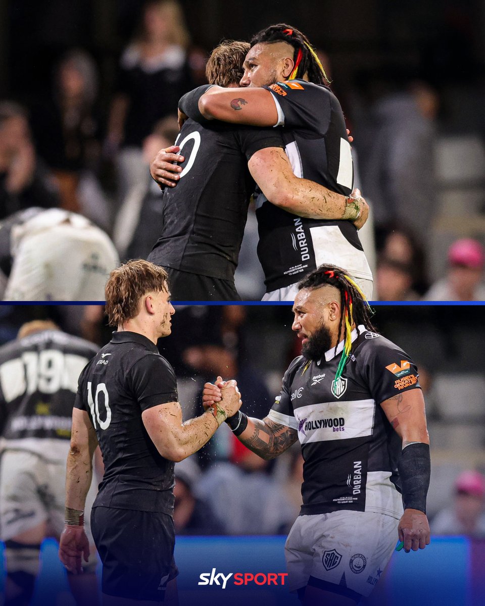 skysportnz's tweet photo. A special reunion this morning in Durban 🤝🖤 https://t.co/KeTsIseUCL