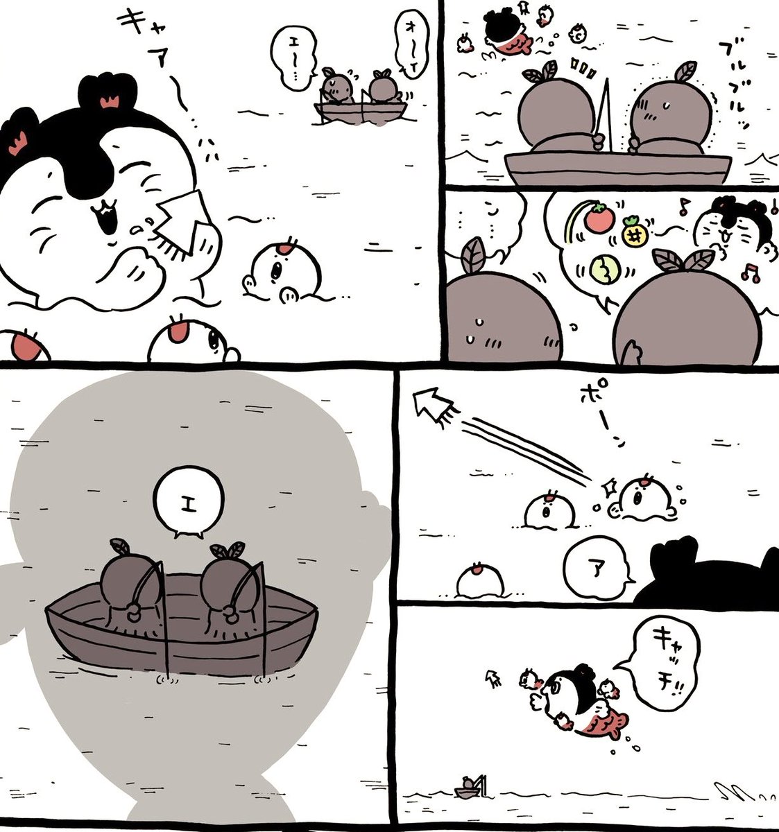 pchan374's tweet photo. これって、フタバが“オーイ”って呼んで、それに気づいた人魚がイカをパスしたのが直接の原因よね！？
#ちいかわ https://t.co/3e1gR85sPZ