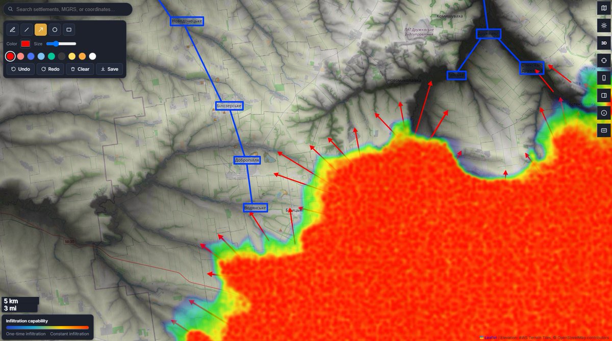 clement_molin's tweet photo. Tonight, I want to share two very useful tools to follow the war in Ukraine 🇺🇦🇷🇺

➡️@M0nstas (map 1 and 4) made a very good map gathering plenty of data, including unit positions, different frontline maps, strike data, features (roads, rivers, railways, fortifications). I like to add the grey shadow to show how large the kill zone is.

➡️@Playfra0 (map 2 and 3) just updated his map. It has some interesting and good looking tools, including a good fortification map, topographic data and two kinds of maps, polygons and heat map, which is interesting how infiltrations spills.

Both mappers are good OSINT accounts to follow, they create and gather sourced data and made useful websites that I use/will use when I have no time to create my own maps.