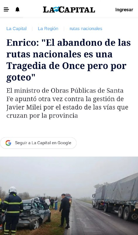 fabriziofiatti's tweet photo. Hay algo en todo esto que no cierra

El abandono de las rutas nacionales en Santa Fe es una tragedia que se repite todos los días. Mientras tanto, los santafesinos seguimos pagando impuestos que deberían contribuir a financiar obras y mantenimiento vial.

Ahora el periodismo demuestra que lo que venimos denunciando hace tanto tiempo: hay una subejecución escandalosa de los recursos que recauda Nación. La investigación de @halconada revela que más de $33.000 millones fueron desembolsados hacia determinadas provincias en coincidencia con sesiones clave del Congreso.

La asignación de recursos no parece responder a las necesidades reales del país, al estado de las rutas o a las urgencias de nuestras provincias. 

Rosario aporta. Santa Fe aporta. Nuestros vecinos pagan en cada surtidor. Pero cuando esos recursos tienen que transformarse en infraestructura, no nos arreglan ni una ruta.

No estamos pidiendo privilegios ni beneficios especiales. Estamos reclamando algo mucho más básico: que cumplan la ley y que los recursos que aportamos vuelvan a nuestras ciudades y nuestras provincias en las obras que necesitamos.

Porque si el interior pone la plata, no puede quedar siempre esperando que desde Buenos Aires decidan cuándo le toca cobrar.
https://t.co/MhoLljIP2J