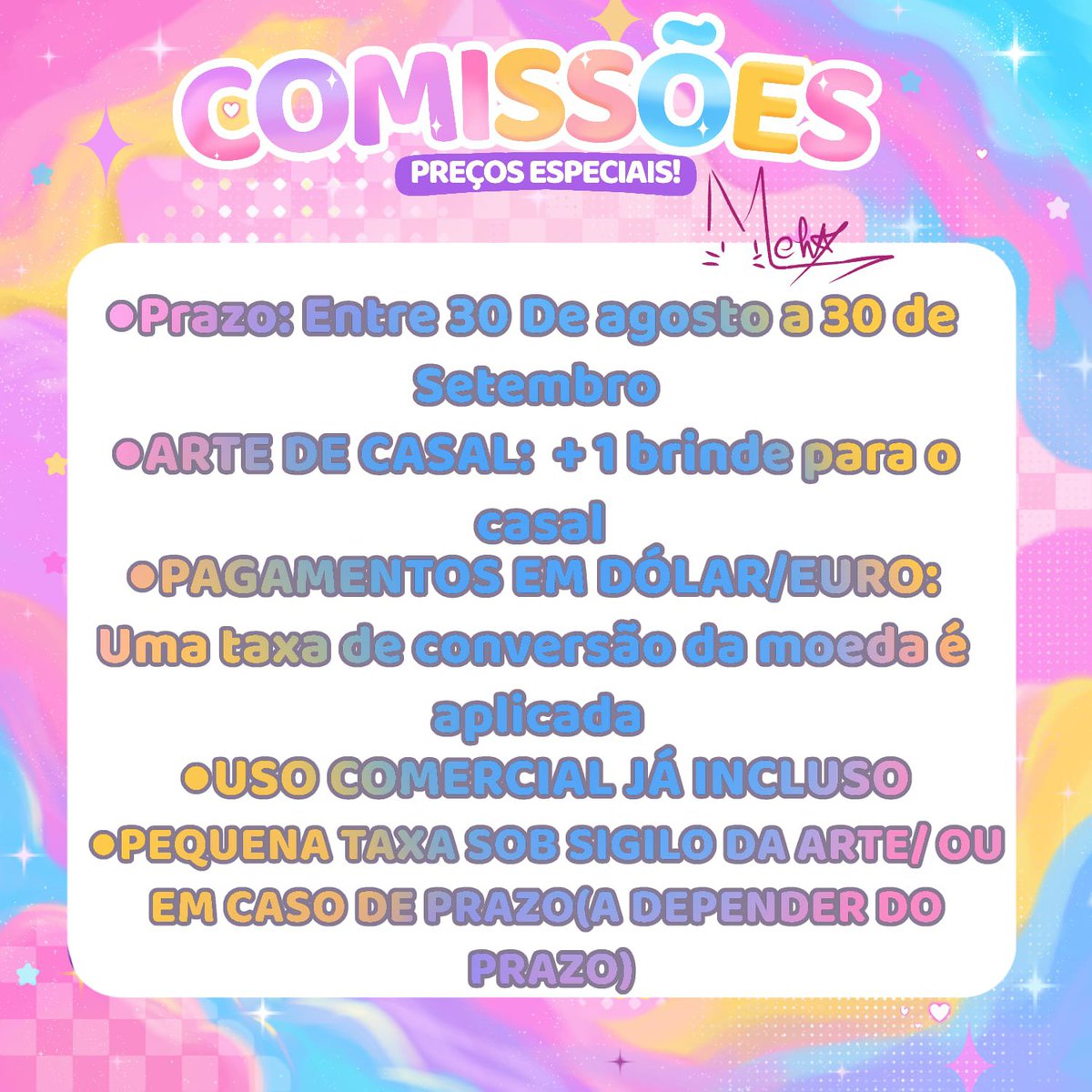 mehadesu's tweet photo. 💗 COMISSÕES ABERTAS💗
✨️PROMOÇÃO RELÂMPAGO✨

Ajude a Gata a pagar o aluguel pra não virar gata de rua e atualizar o portfolio
✨️💖⚖️

🔄 + 💬 + ❤️ = Ajude no engajamento! Plz

🇧🇷 PT-BR / 🇺🇸 EN
#CommissionsOpen #VtuberCommissions #VtuberArt #VTuberBr #DigitalArtist #Vtuber https://t.co/2o5Qrs0mCF