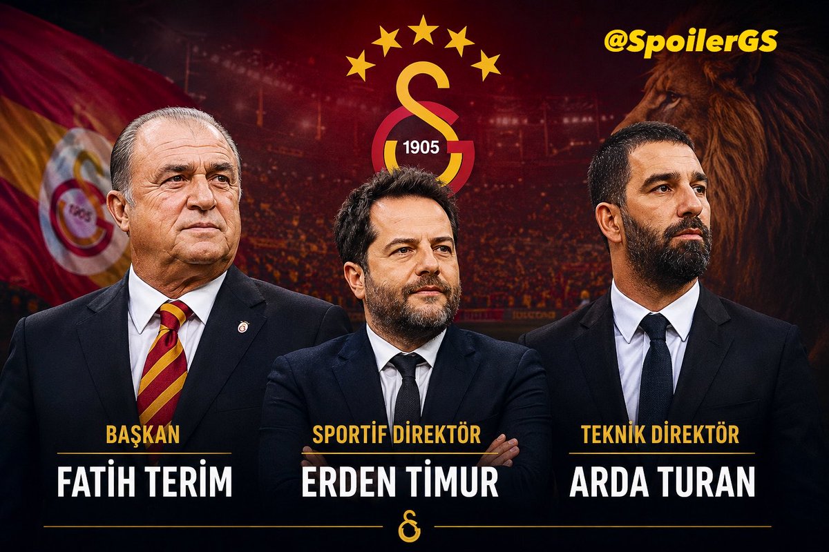 SpoilerGS's tweet photo. GALATASARAY İÇİN EN BÜYÜK HAYALİM…

Başkan; Fatih Terim 
Sportif Direktör; Erden Timur
Teknik Direktör; Arda Turan. https://t.co/DvmtjmkiUW
