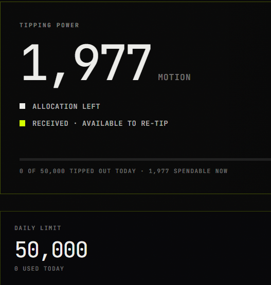 garuseless's tweet photo. Something is moving with 
@motiontip
 👀
Token logoBlockchain
MOTION · 
<$0.01
 tipping is officially live 🔥
Early days, but the community is already warming up.

komen auto back https://t.co/q8mPy49X2s