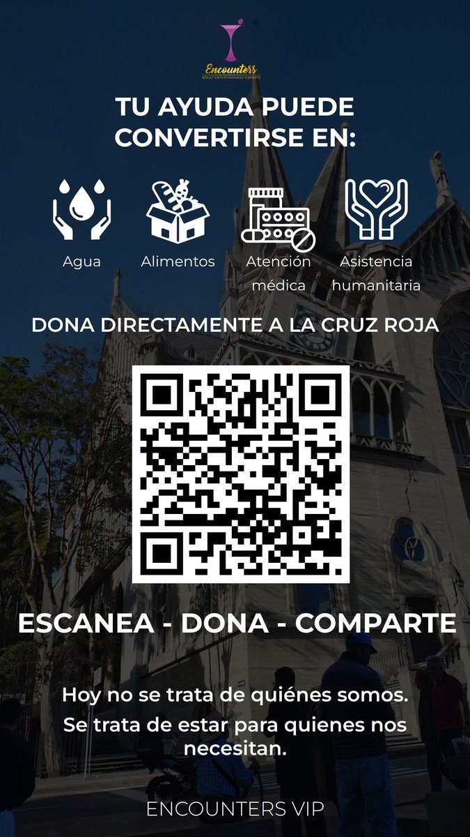 EncountersV's tweet photo. 🇨🇴 Hoy Colombia nos necesita.
El terremoto que afectó al país ha dejado comunidades enfrentando momentos muy difíciles y necesidades urgentes.
En Encounters VIP creemos que, más allá de cualquier diferencia, hay momentos en los que todos podemos aportar.
❤️ No importa cuánto puedas ayudar. Lo importante es ayudar.
Agua, alimentos, atención médica y asistencia humanitaria pueden marcar una diferencia para quienes hoy lo necesitan.
Por eso queremos invitar a nuestra comunidad a sumarse a la respuesta humanitaria de la Cruz Roja Colombiana, una institución que trabaja en emergencias y desastres en todo el territorio nacional. Cruz Roja Colombiana
👉 Si deseas contribuir, hazlo directamente a través de los canales oficiales de la Cruz Roja Colombiana:
Cruz Roja Colombiana — Donaciones oficiales
No transfieras dinero a Encounters VIP.
Nuestra intención es simplemente ayudar a difundir los canales oficiales para que más personas puedan aportar de manera segura y transparente.
🇨🇴 Hoy no se trata de quiénes somos. Se trata de estar para quienes nos necesitan.
#Colombia #AyudaHumanitaria #CruzRoja #Solidaridad #TerremotoColombia #ColombiaNosNecesita