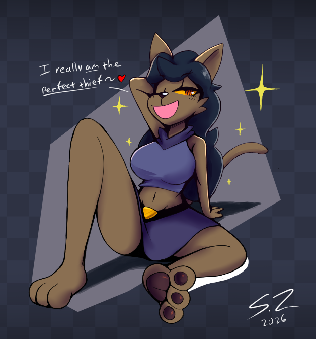 SonicZetrex's tweet photo. Birthday drawing for @CometsCartoons with his cat theif, Zarola!
#digitalartㅤㅤㅤㅤ #cat #oc https://t.co/Ah5XIwuPpo