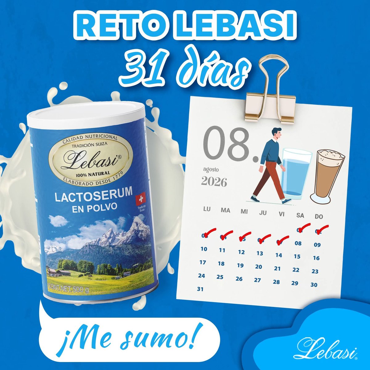 Alimento_Lebasi's tweet photo. 🚀 ¡Empieza el Reto Lebasi de agosto! 💙
Empezamos 31 días para sumar pequeños hábitos que te hagan sentir mejor: una bebida nutritiva, un vaso de agua extra, un paseo… https://t.co/07jYYL3xGM