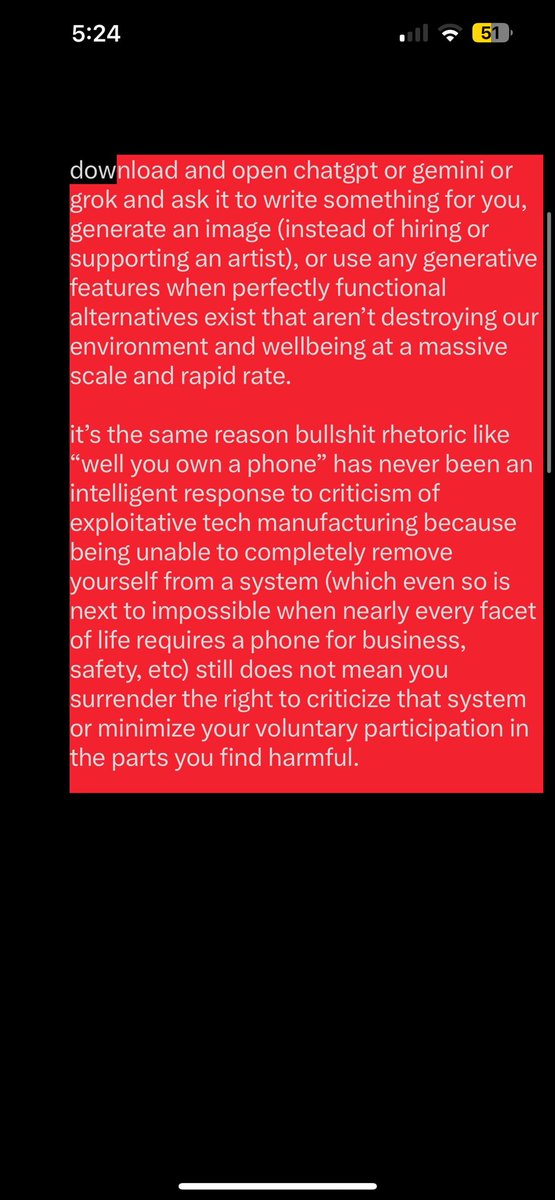 icantbehereatm's tweet photo. to repeat: you can’t hold someone for participating in a society where certain technologies have been integrated into products and infrastructure with virtually no meaningful way to opt out, at the same level of accountability as someone making the conscious choice to https://t.co/hkaZctX2Jn