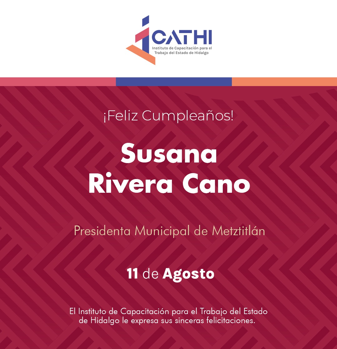 icathi's tweet photo. De parte del #ICATHI queremos extender nuestras más sinceras felicitaciones 📷 a Susi Rivera Cano, Presidenta Municipal de Metztitlán.

Deseamos disfrute de un día lleno de alegría y que el próximo año le brinde aún más éxitos y satisfacciones 📷 https://t.co/Xq00emUJs8