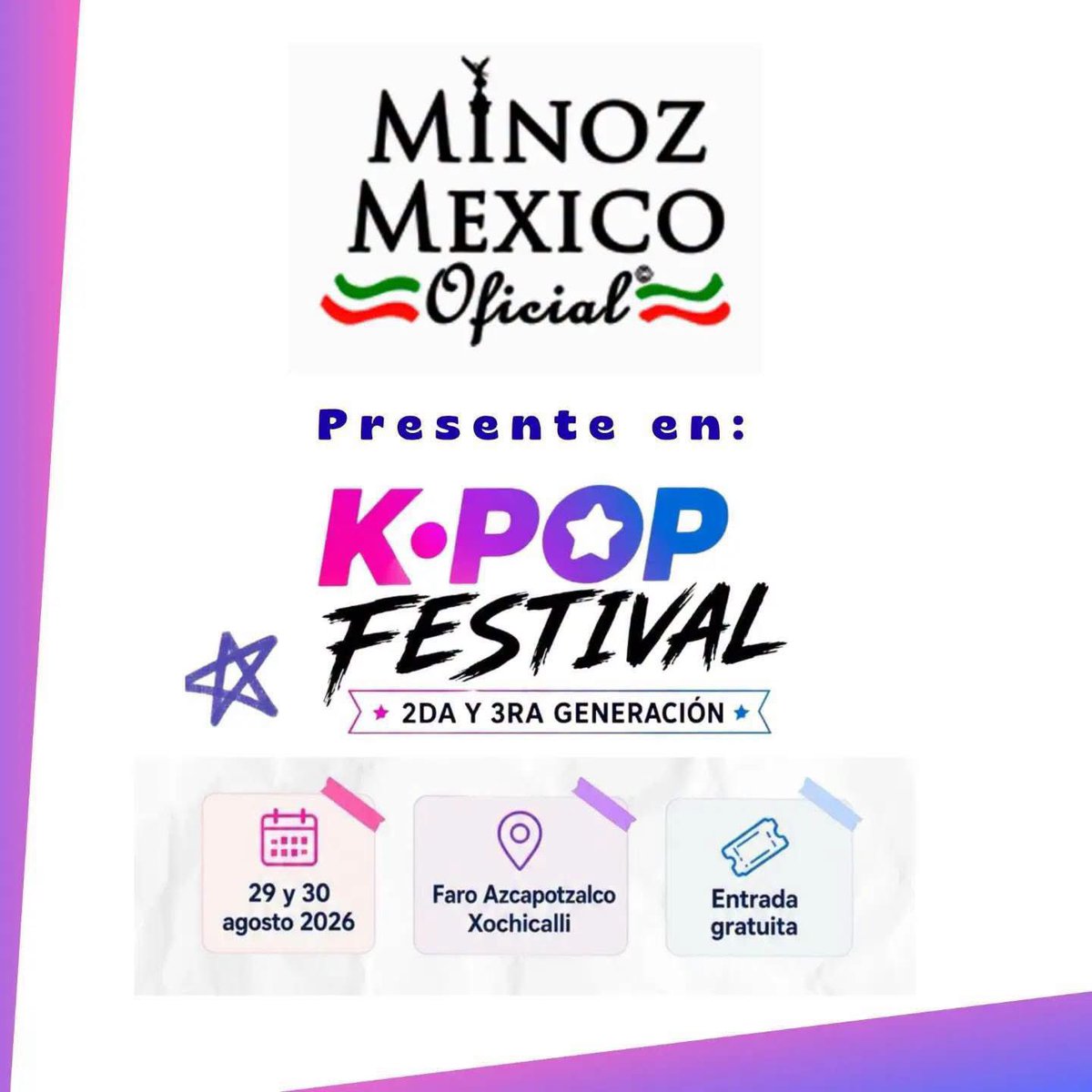 MinozMexOficial's tweet photo. Estimadas Minoz y seguidores:

Nos llena de emoción anunciarles que nos han invitado a ser parte del K-POP FESTIVAL con una exposición nueva a la que titulamos “México y Corea, un puente cultural inspirado en @ActorLeeMinHo ”

Esta exposición busca mostrar cómo dos culturas, a pesar de estar a miles de kilómetros de distancia, pueden encontrarse a través de la música, el arte, las tradiciones, la gastronomía, el turismo y, sobre todo, de la admiración por #LeeMinHo

🎊 KPOP FESTIVAL:  📅 29 y 30 de agosto
🖼️ Exposición abierta del 29 de agosto al 4 septiembre
📍 @FAROAzcapo FARO AZCAPOTZALCO XOCHICALLI
ENTRADA GRATUITA 

Los esperamos. 
#LeeMinho #이민호 #MéxicoYCorea #KpopFestival