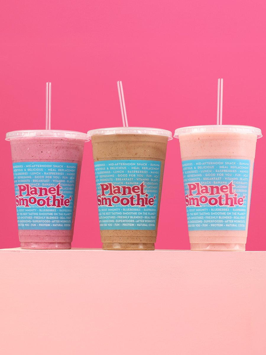 PlanetSmoothie's tweet photo. The smoothie lineup that’s getting us through the week. 🩷🥤💆 https://t.co/WUrRKPr3x6