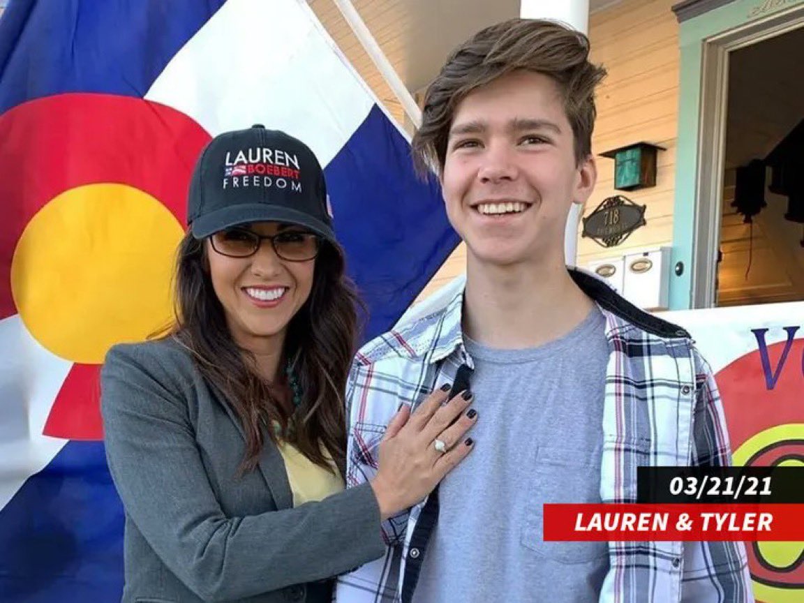 AFpost's tweet photo. Rep. Lauren Boebert’s son, Tyler, has been arrested on child exploitation charges for making a sex tape with his then-girlfriend, age 17, just two weeks before her 18th birthday, when he was 18.

Follow: @AFpost https://t.co/aEPUly0mvO