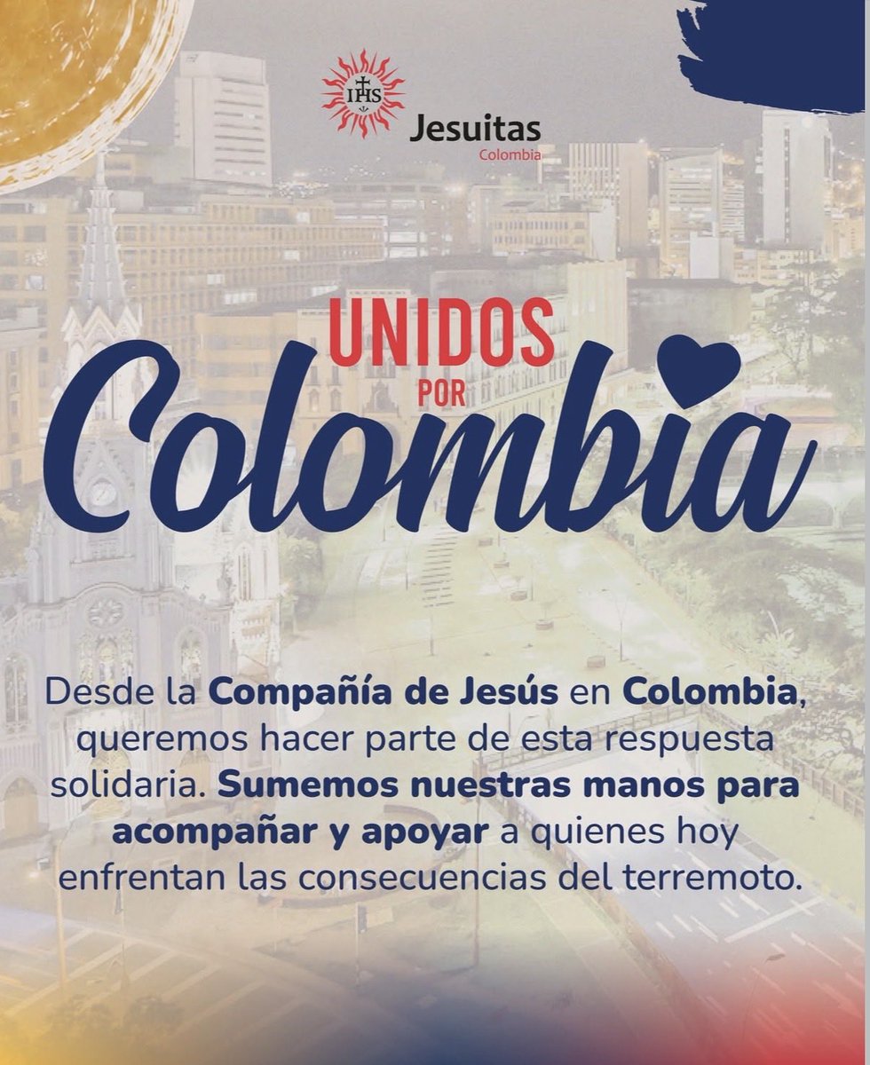 jesuitajonathan's tweet photo. La Compañía de Jesús en Colombia está coordinando ayuda humanitaria en el contexto del terremoto del pasado 10 de agosto.

¡Haz tu donación! 

The Society of Jesus in Colombia is coordinating humanitarian aid in the wake of the earthquake that occurred on August 10.

Please make a donation!