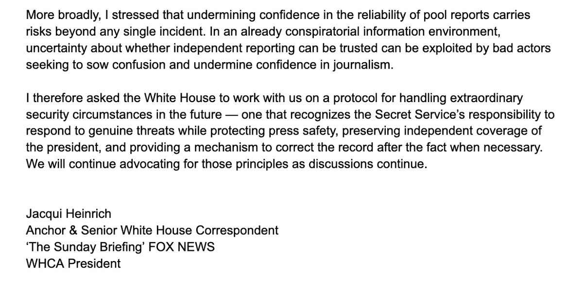 ScottNover's tweet photo. New: WHCA president Jacqui Heinrich's told members today that she met with administration officials to express concern over the Washington Post's reporting on the decoy plane. https://t.co/6k3C41RKxg