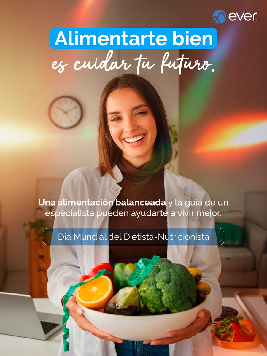 EverInsurance's tweet photo. En el #DiaMundialDelNutricionista, ¡celebramos la alimentación saludable para prevenir enfermedades y mejorar tu calidad de vida! 🥗✨

En EVER®, tus planes incluyen beneficios de nutrición.

¡Invierte en tu bienestar hoy! 💙

#forEVERwithyou https://t.co/kr1q0CuwGg