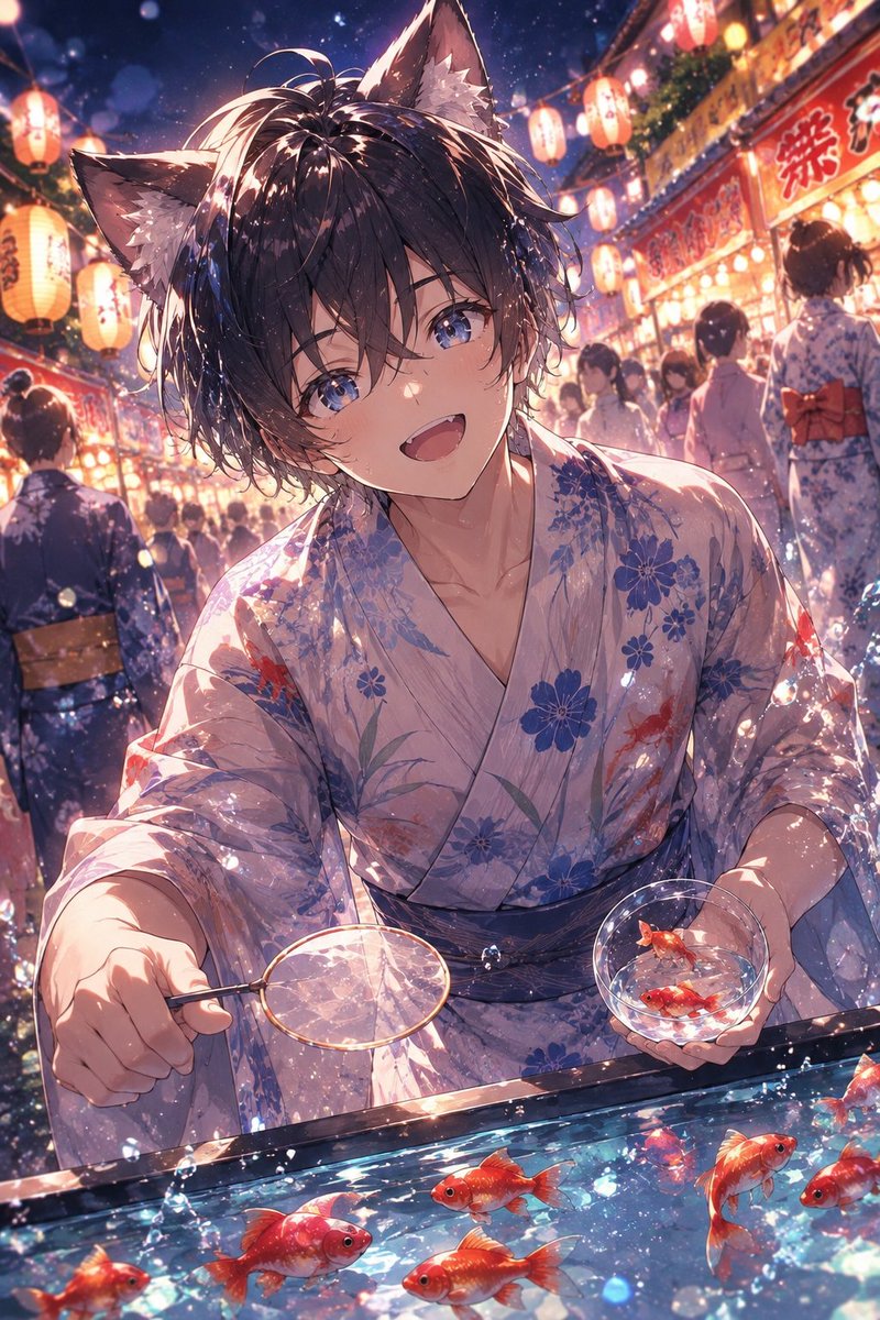 lpxm_1's tweet photo. 「君と一緒の祭り、最高に楽しいよ💙✨ この金魚、君にあげるね🐟💝 ずっと思い出になるでしょ？🥰」 https://t.co/Lb0kVJWS6X
