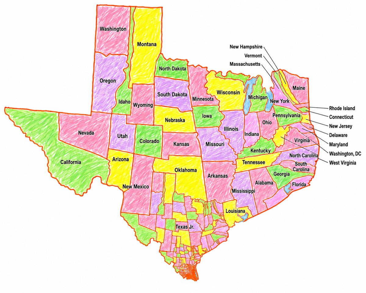 TerribleMaps's tweet photo. Texas is even bigger than people think https://t.co/D6WGEMqrQx