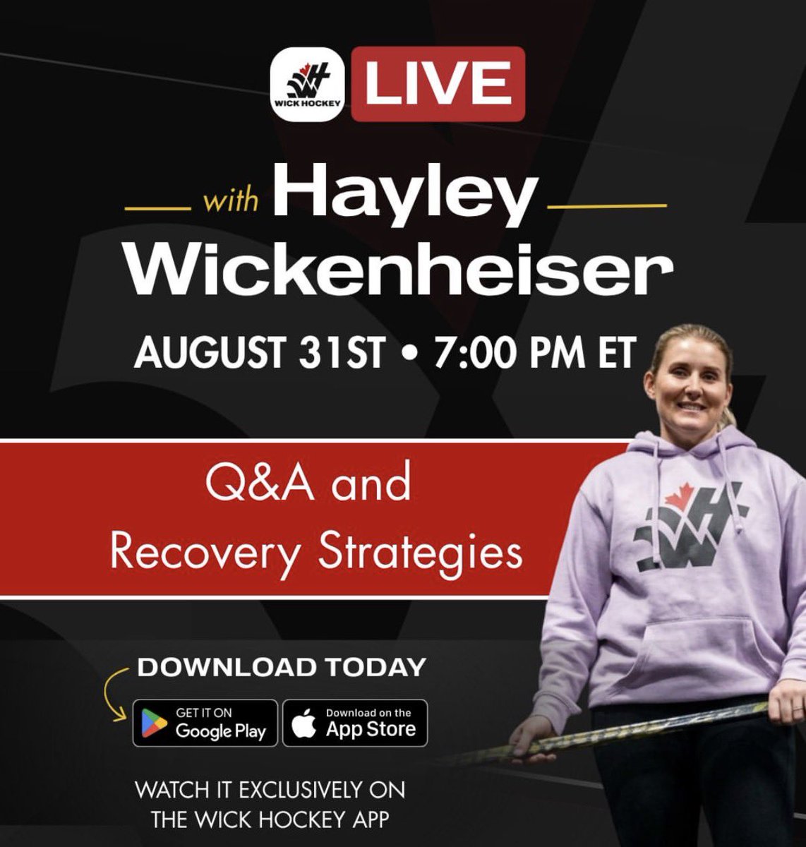 wickfest's tweet photo. Come hang with Hayley for some Recovery strategies and all your burning questions 7 pm est August 31! 
https://t.co/duqbzkNYoy https://t.co/kL3FOf15qo