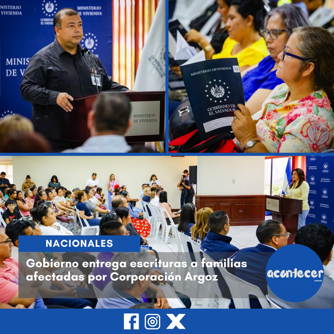 acontecercomsv's tweet photo. #Economía 🏠📜El Gobierno entregó este martes escrituras de propiedad a 149 familias afectadas por la Corporación Argoz, brindándoles certeza jurídica sobre los inmuebles que poseen. 🇸🇻🤝 @viviendasv__
Mas información aquí: https://t.co/j2DYUXAEY5
#ElSalvador #Argoz
📝KG https://t.co/zdF7q38rvz