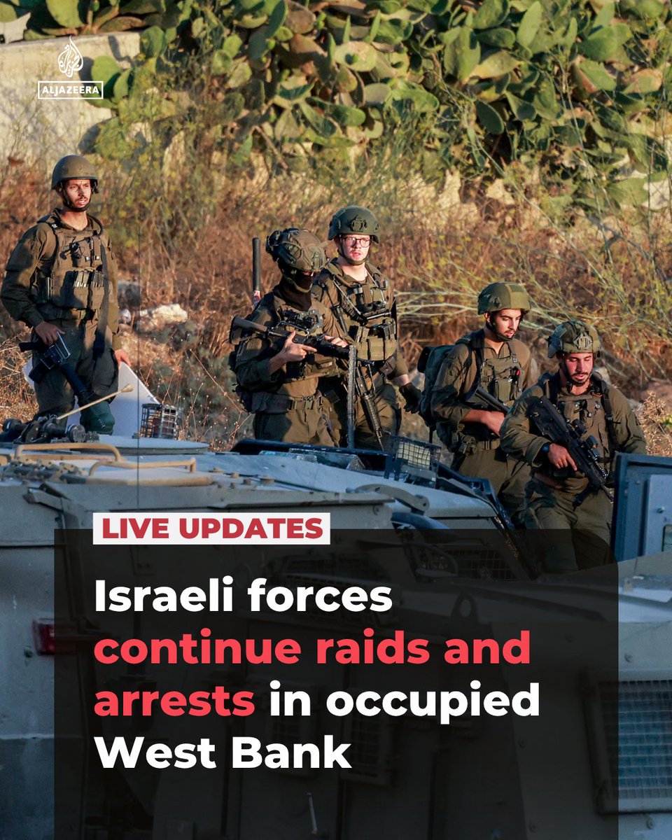 AJEnglish's tweet photo. Israeli forces have carried out more raids and arrests across the occupied West Bank, storming Baqa ash-Sharqiyya and blocking residents’ vehicles from moving.

Two Palestinian brothers were also arrested near Masafer Yatta.

🔴 LIVE updates: https://t.co/wQqN7Dtn3y https://t.co/voDCb7mIxx