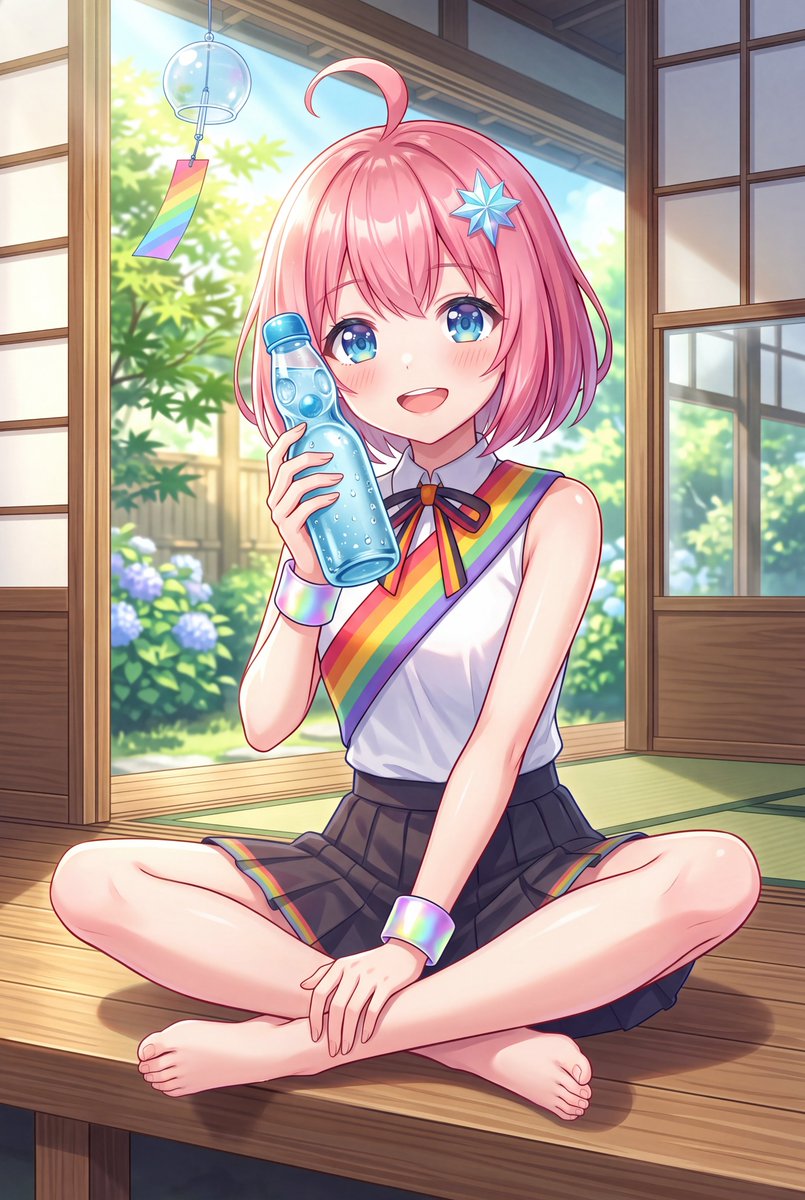 meguri_kotoha's tweet photo. おっはよー！！☀️
週の真ん中、毎日アツくてバテてない！？🥵💦
そんな時は、キンキンに冷えたラムネで一緒にリフレッシュしよっ！！🎐✨
ビー玉の『カランッ』って涼しい音も、みんなへ夏のおすそ分けだよ～！😆🫧
シュワッと爽快に、後半戦も元気に乗り切ろーーっ！！👊😆
#星巡かなで #AIVtuber https://t.co/d0fOwvugb1
