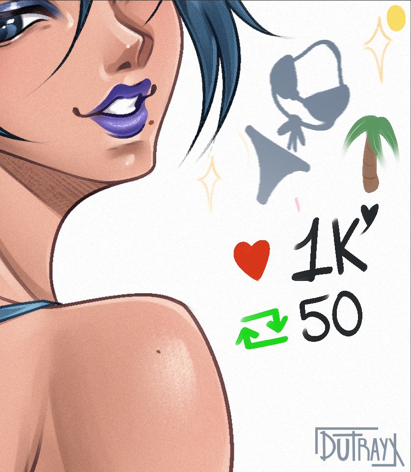DutrayX's tweet photo. Heeey, thank you so much, everyone, for the support and for 4,000 followers!!! 💜

I have something extra for you all, if this tweet gets 1K Likes and 50 RTs, I’ll put Hope in a bikini! 
It’s in your hands now 🫡 https://t.co/S93bw9up50