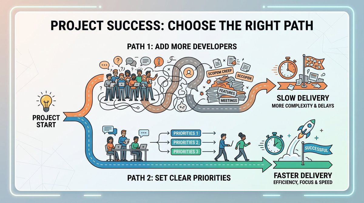 WhiteInternetIT's tweet photo. Before you hire another developer, ask one question:

Does the team actually know what matters most?

More developers won’t fix unclear priorities. They can just help you build the wrong things faster.

Fix the direction first. Then scale the team.

#TechLeadership #Startups https://t.co/TZT0Gf49rO