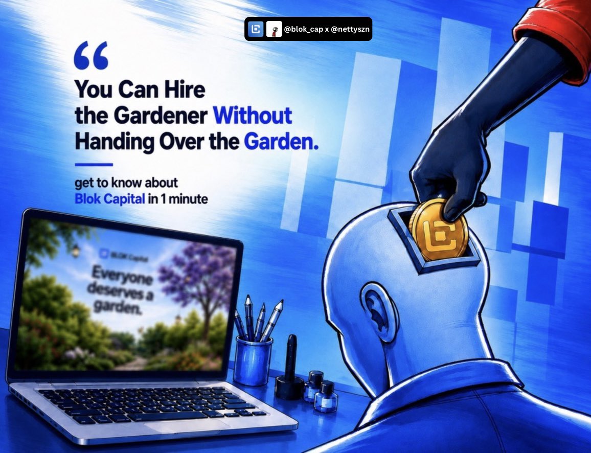 nettyszn's tweet photo. “outsource the work, keep the ownership”

that distinction matters more than it sounds.

in a scenario where you own a piece of land and want to venture into gardening, but you don’t know much about it.

instead of giving the land away, you hire someone who knows how to help grow and manage it without giving ownership or the keys to the gate or your garden. 

that is the foundation of what @blok_cap is building. 

your crypto is the garden, blok gives you access to professionally created investment strategies or lets you follow experienced managers. 

those strategies can manage the portfolio for you, while you remain in control of your assets.

and because all activity that happens are recorded publicly so you can see and verify what’s happening rather than simply trusting someone behind closed doors.

so blok isn’t about handing your garden away.

It’s about having better tools and experienced hands to help your garden grow while keeping ownership of it. 

#BLOKC