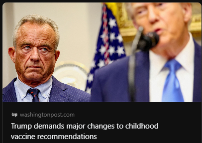 BBCurtis_TAH's tweet photo. Trump announced sweeping changes to the childhood vaccine schedule, upending decades of federal guidance-immediately criticized by scientists, physicians, and members of both parties in Congress
https://t.co/AzBXhU4jAJ https://t.co/hDWkCmN3us