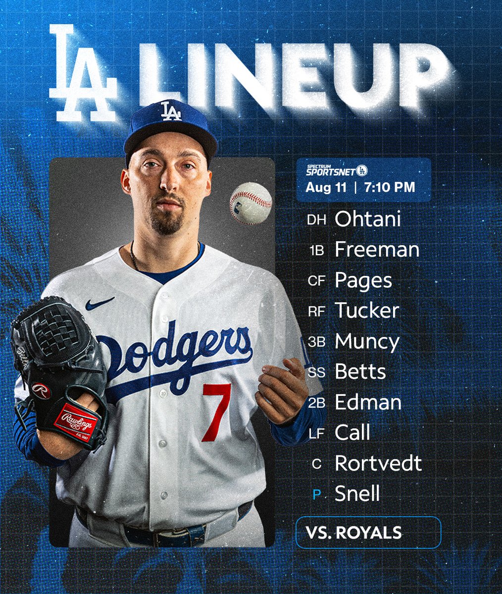 SportsNetLA's tweet photo. Tonight's Dodgers starters vs. Royals: https://t.co/2tIoZ7N6Al