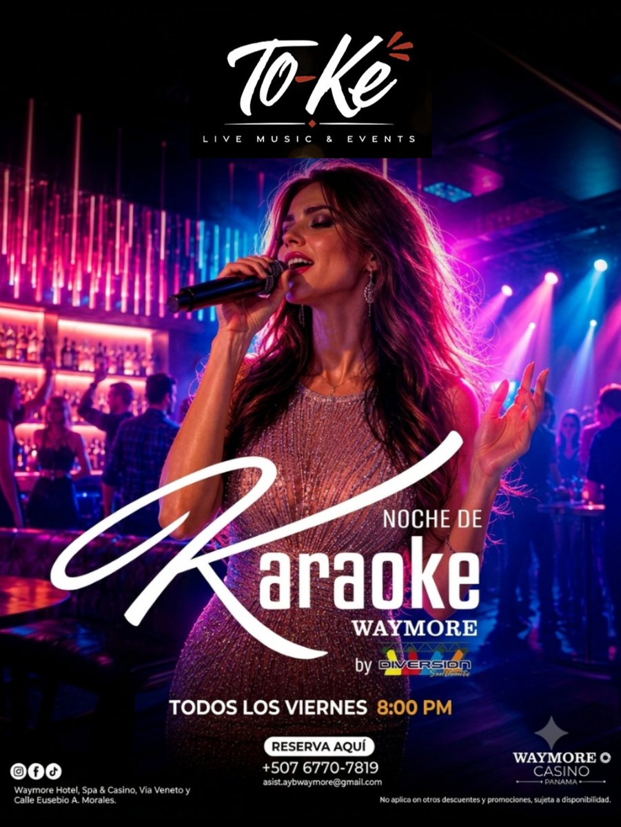 willielandero's tweet photo. ¡Continúa la contagiosa diversión, en el mejor Karaoke de los viernes, 8 pm, en discoteca To-Ke de Waymore Casino!

20 alitas + cubetazo cerveza nacional $19.95

Ven solo, acompañado, con tu grupo, pero ven. No te lo pierdas.
Entrada y estacionamiento gratis. https://t.co/Fh5UeJyGV3