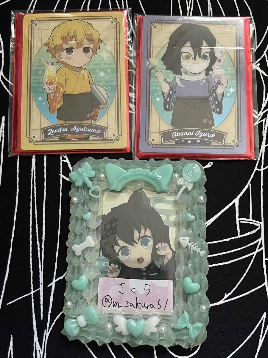 m_sakura61's tweet photo. 【交換】鬼滅の刃 クリームソーダパーラー クリームソーダ ランダムメニュー風カード
(譲)善逸、伊黒
(求)伊之助 1点

交換決まった方がいた気がしたのですが行方不明のため再度募集します。もし私です!って方がいましたらご連絡いただけますと幸いです。 https://t.co/U0gA3QPwFe
