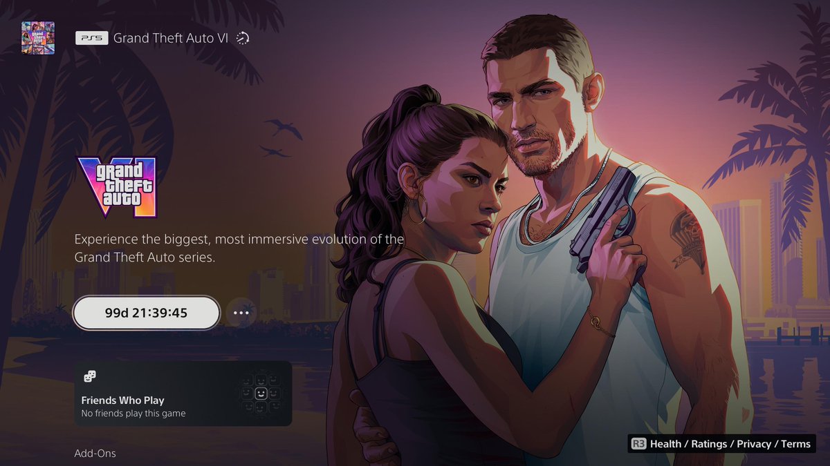 ScopeDropHQ's tweet photo. GTA 6 is officially less than 100 days away. ⏳🔥

Just 99 days until launch. https://t.co/C6bTsVJzrq