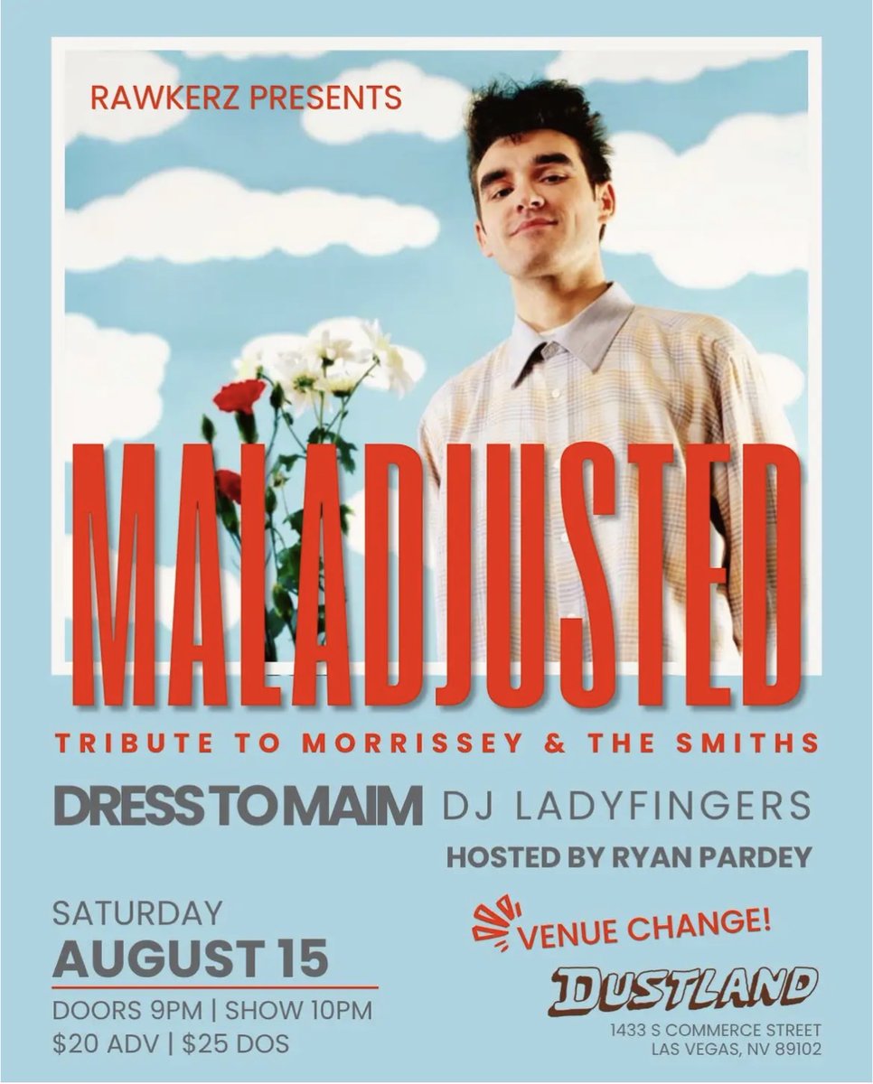 wilias's tweet photo. @PasteMagazine Las Vegas is still gonna have a Morrissey party!!
15 August 2026
9pm https://t.co/5VlGzjgjTC