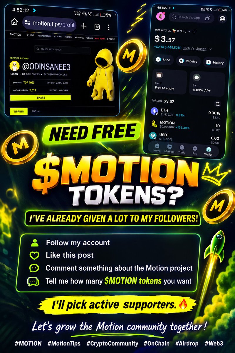 odinsanee3's tweet photo. @tipmotion 
@ariefms111 @is_0x83 @Xwey_1 @susyanti504 @baseddao @Rafik747427 @Kunaki278085 @bratayudhae1

Need FREE $MOTION tokens? 👀

I’ve already given a lot to my followers.
1️⃣Follow my account 
2️⃣Like this post
3️⃣Comment 
Tell me how many $MOTION token
I’ll will #FreeMOTION https://t.co/JEiHWNtenr