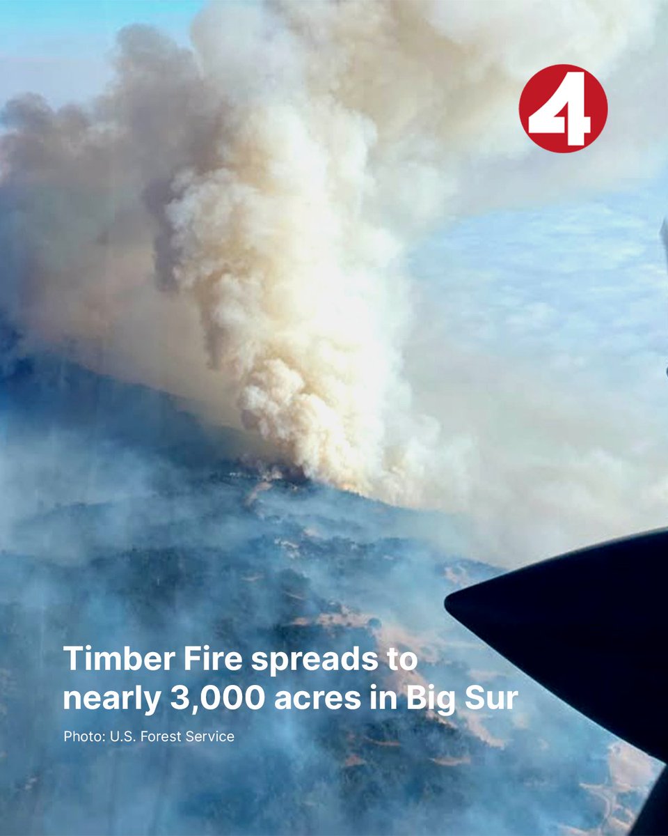 kron4news's tweet photo. The #TimberFire in Big Sur jumped from 2,000 acres to nearly 3,000 within the past 24 hours.  

More evacuation orders were issued this afternoon. Pfeiffer Big Sur, Point Sur State Historic Park, Andrew Molera, and Julia Pfeiffer Burns State Parks are all closed. 

STORY: https://t.co/czKXBmQfHL