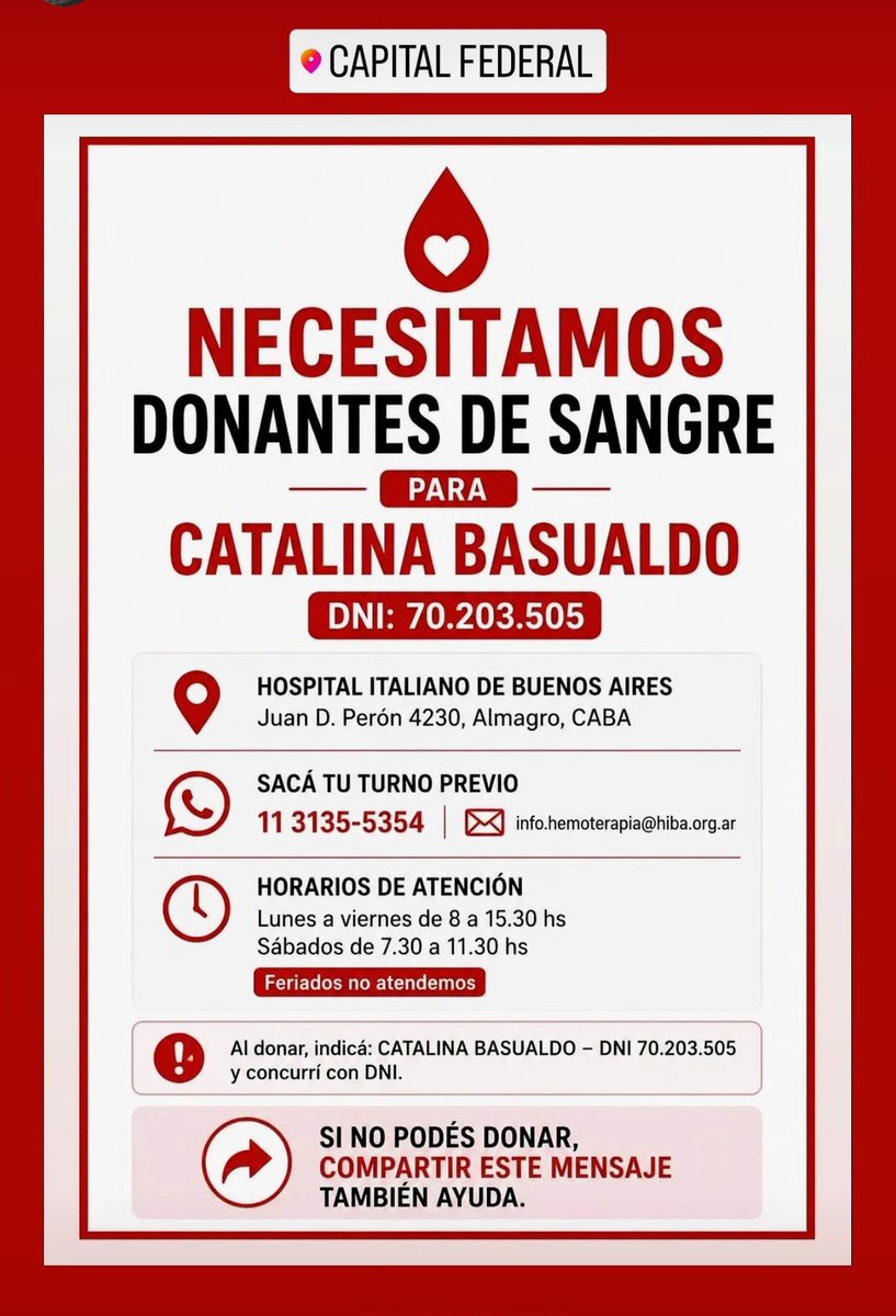 Nilda_Gimenez_'s tweet photo. 🔊Llamado a la solidaridad, hoy por Catalina... Mañana puede ser por vos... 💓🙏🏻🤝 https://t.co/V4nbYWdbks