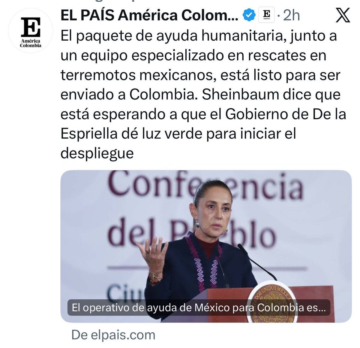 EstherCastroL's tweet photo. Señor Presidente @ABDELAESPRIELLA cuéntenos a los Colombianos porque es que no ha pedido ayuda extranjera ni la ha aceptado?

Qué carajos está pasando? Porque rechaza hasta la ayuda de Bukele que se supone que es alguien aliado a Ud? Por qué no ha hecho nada para aceptar la ayuda de los Topos y de la Presidenta de México? Por qué no responde a la solicitud de China?

El país necesita una explicación!