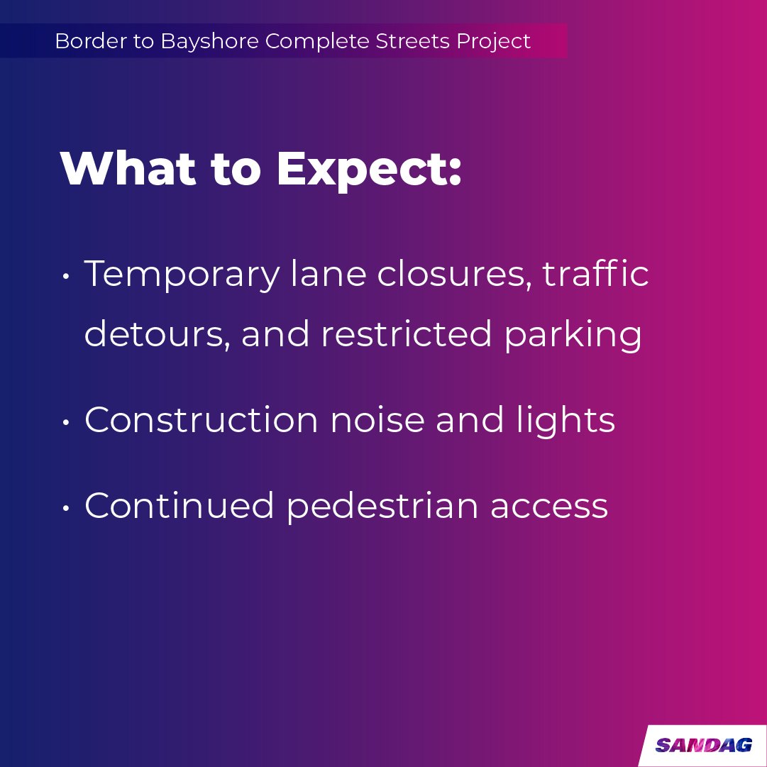 SANDAG's tweet photo. 📢 Attention, #SanYsidro! In August, crews will repave East San Ysidro Boulevard from Camino De La Plaza to Rail Court as part of the Border to Bayshore Complete Streets project. 
Learn more: https://t.co/pjdFbWuaI4 

#SANDAG https://t.co/cCd0NNR86c