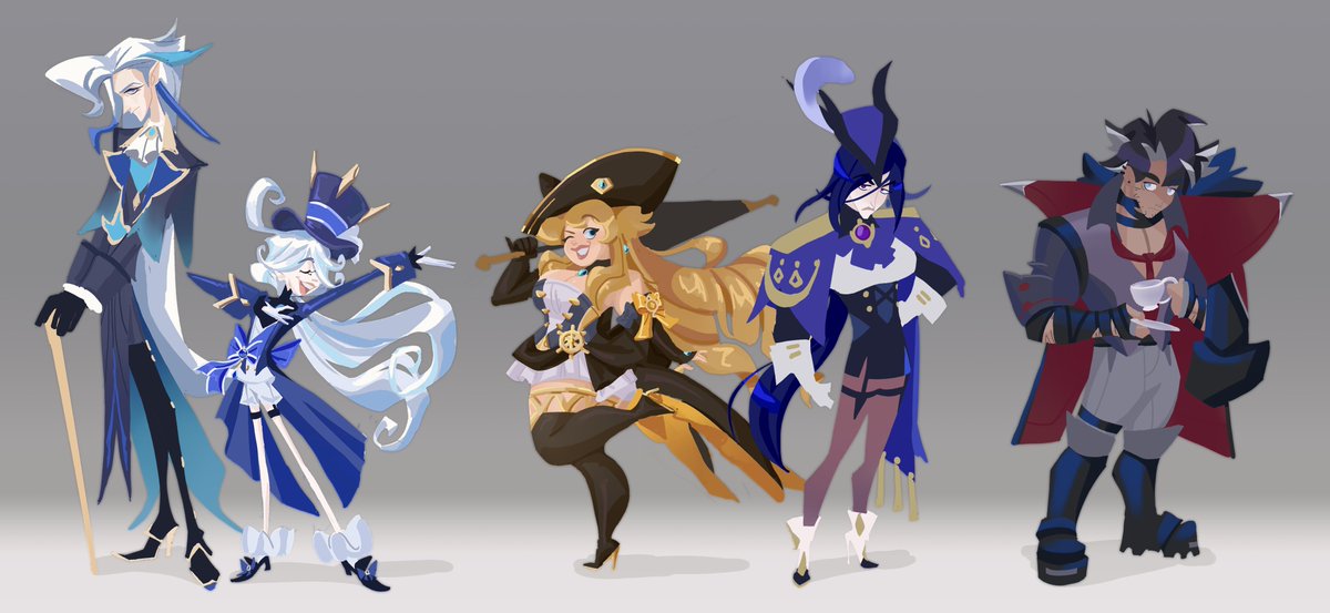 purplspun's tweet photo. I forgot to show them together with Wriothesley!
#genshinimpact https://t.co/qzKEScxa8A