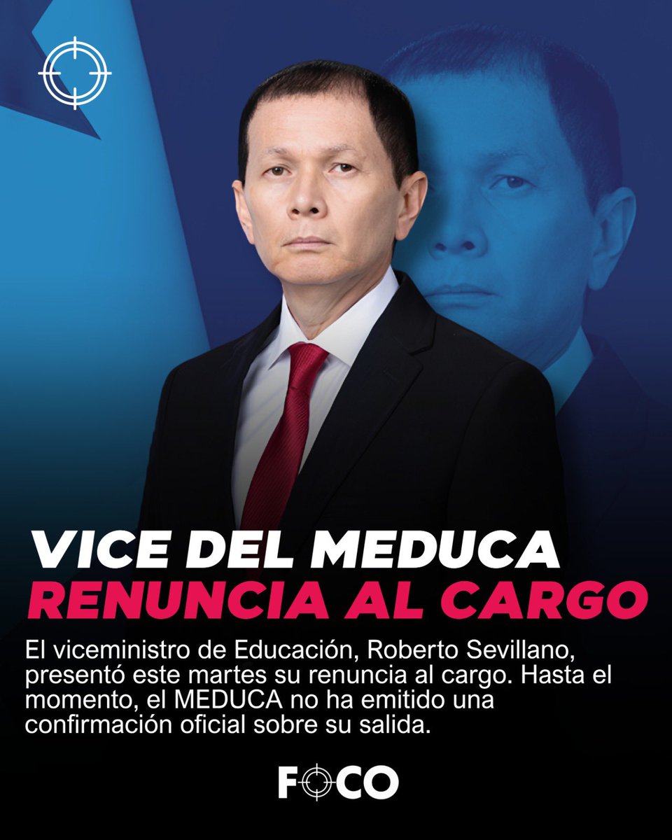 focopanama's tweet photo. Vice del MEDUCA renuncia al cargo. https://t.co/8Zza41ft4h