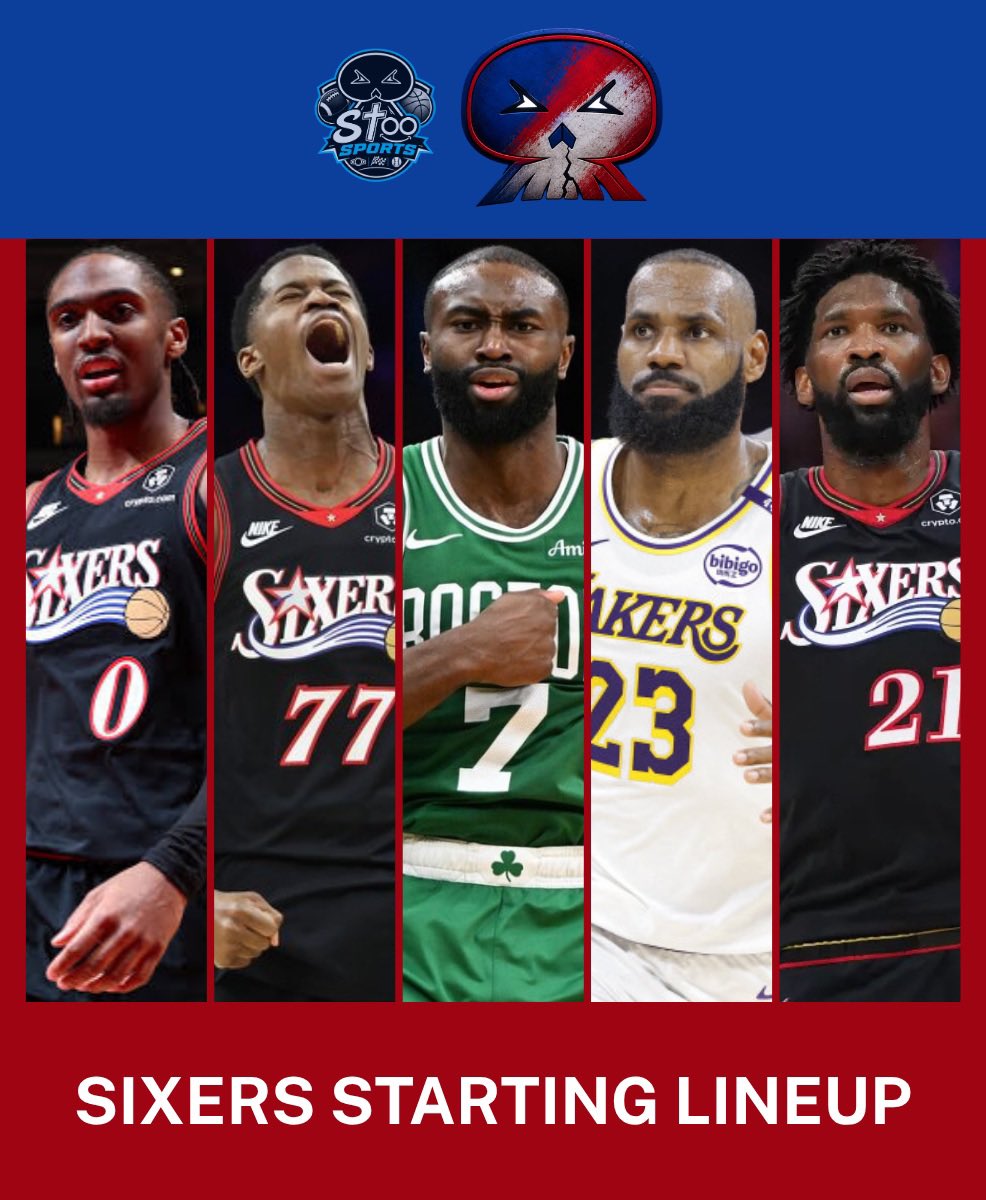 StooSports's tweet photo. 🏀 BEST STARTING 5 IN THE NBA - ROUND 1

76ERS 🆚 NETS

Who has the better starting 5? 👀

LIKE = 76ERS
COMMENT = NETS

Winner advances! 🏆

#NBA #StooSports https://t.co/UgMdfIFs2m