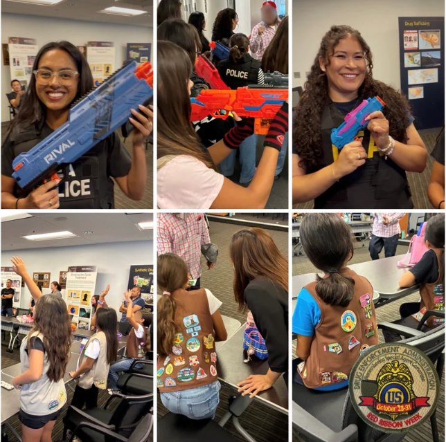 DEALOSANGELES's tweet photo. We were honored to host a group of talented and very enthusiastic local #GirlScouts from Troop #6925. They set up Day Camp in our office, enjoyed interactive activities and heard from DEA professional women, sharing drug awareness info &amp; career guidance. @DEAHQ @TheJusticeDept https://t.co/zv2gm1zKLF