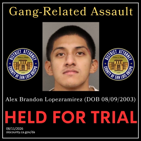 SLOCounty_DA's tweet photo. For the full press release, visit our website https://t.co/63tqacDAQT
Three Santa Maria Gang Members Held to Answer on All Charges in Violent Downtown San Luis Obispo Group Assault.

San Luis Obispo County District Attorney Dan Dow announced today that following a preliminary hearing in San Luis Obispo County Superior Court, Judge Michael Duffy held all three defendants — Alex LopezRamirez, Miguel Mendez, and Brian RamirezLopez — to answer on all charges and allegations alleged in the complaint.

On October 6, 2024, the three defendants were involved in a group assault in downtown San Luis Obispo near Hotel Cerro. According to the evidence presented at the preliminary hearing, the defendants acting as a group repeatedly stomped, kicked, and punched the victim in the middle of the road. As the victim lay motionless and unconscious in the street, the group continued to stomp and kick him in the face. The victim was later transported to a hospital, where he was treated for the severe injuries he suffered. The assault was captured on video, and additional recordings of the defendants made after the assault were also part of the evidence.

The three defendants were identified as members of a criminal street gang from Santa Maria. The victim was identified as a member of a rival Santa Maria criminal street gang.

Each defendant was held to answer for Assault by Means Likely to Produce Great Bodily Injury, along with the additional allegations that each personally inflicted great bodily injury and that the crime was committed for the benefit of a criminal street gang. The court found sufficient evidence at this stage of the proceedings to support all charges and allegations.