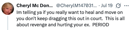 Extd_utterance's tweet photo. @CherylM14703123 @BabouTheOcicat Cheryl can be found in JLR's replies stating that she loves him. She has also stated that Magnolia is only 'dragging this out in court' for 'revenge'. She is not interesting in hearing "both sides" of anything. https://t.co/RD09IxKBHp
