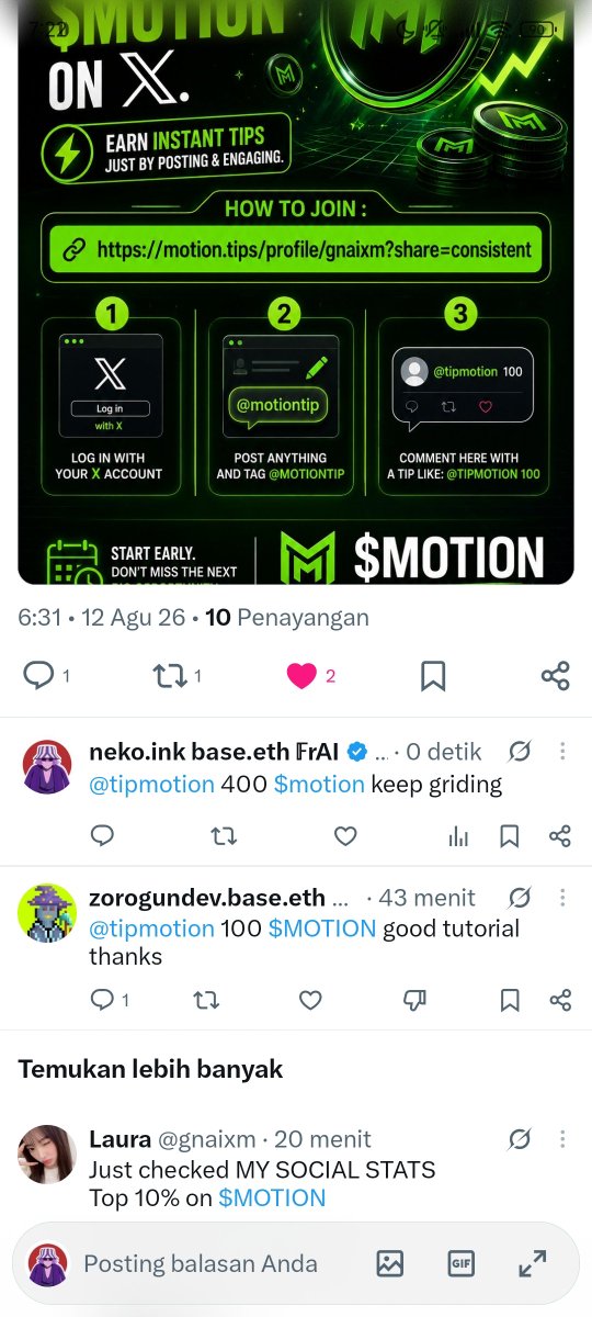 nekoskyone's tweet photo. Coba absen mana yang lagi cari $motion ???
sini ku tip 10an gapapa? @tipmotion https://t.co/MG0u98iQcU