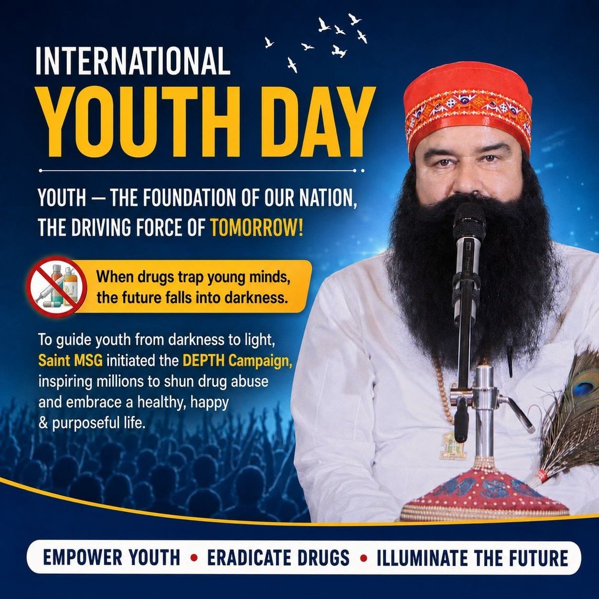 RenuGhorela1's tweet photo. युवाओं को #InternationalYouthDay2026 पर सही संस्कार,दिशा और उद्देश्य देना जरूरी है।Saint Gurmeet Ram Rahim Ji ने #DEPTH जैसी विभिन्न मुहिमों के माध्यम से युवाओं को नशे और नकारात्मकता से दूर रहकर शारीरिक और मानसिक रूप से स्वस्थ रहने के लिए प्रेरित किया है।
#InternationalYouthDay https://t.co/bnneOyWE4k
