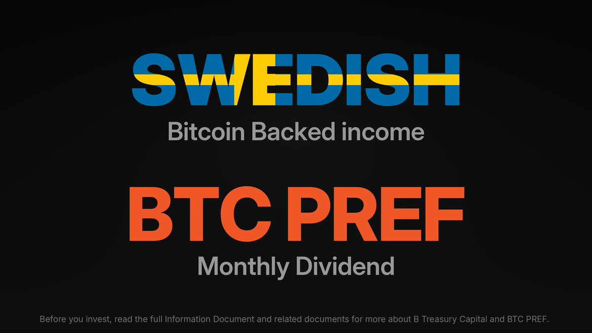 BitcoinTCAB's tweet photo. Today is the last trading day to purchase BTC PREF A and be entitled to the August dividend of SEK 1.00 per share. https://t.co/GUVWtEo5Mq