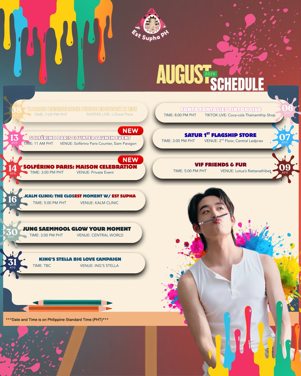 EstSuphaPHOFC's tweet photo. #EST_schedule 🎉  

[UPDATED] AUGUST 2026 SCHEDULE

#est_rvp #EstSuphaPH https://t.co/RPRJDTVMg1