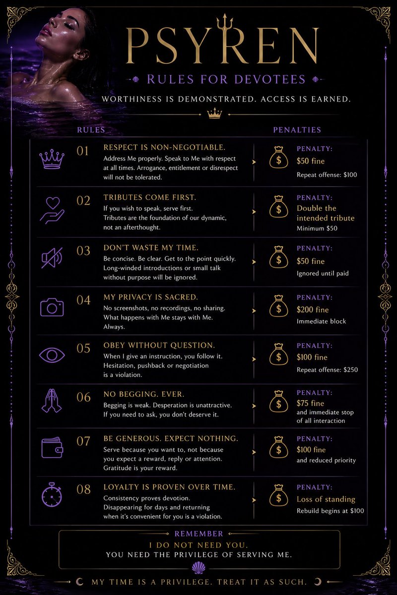 PsyRenXO's tweet photo. Just a few ground rules first 🌊

#FinDom #LuxuryFinDom #Phoenix https://t.co/0HYkYdxTQc